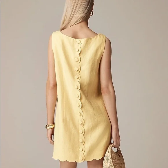 J. Crew | Dresses | Jcrew Scallopedtrim Shift Dress In Linen | Poshmark